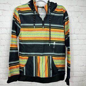 NWT BUCKLE‎ Departwest striped Western Aztec hooded 1/4 zip pullover sz S New